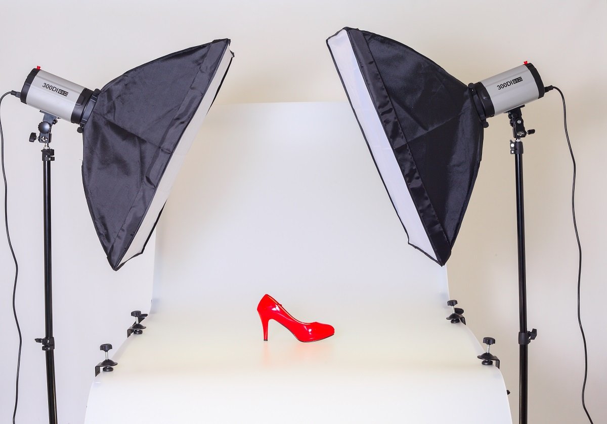 Red heel in a photoshoot