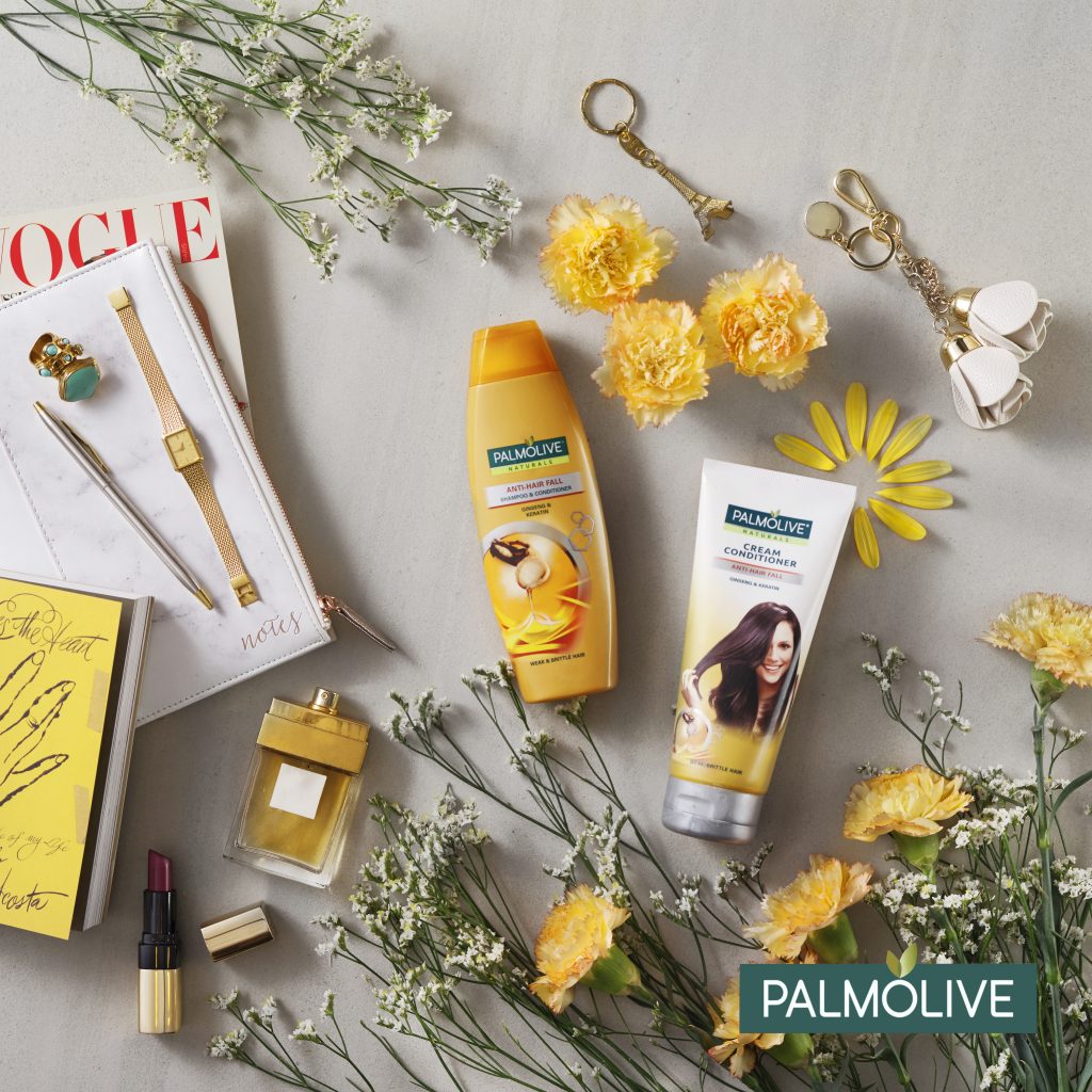 palmolive flat lay set design