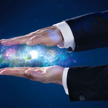 PaperBoatCreative Hand Light Businessman Universe